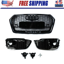 For Audi Q5 SQ5 2018 2019 RSQ5 Front Honeycomb Mesh Grill + Fog Lamp Grilles  picture