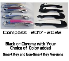Black OR Chrome Door Handle Overlays Fits 2017 - 2022 Jeep Compass U PICK CLR picture