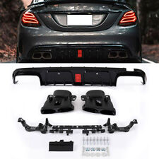 Rear Bumper Diffuser Lip Set W/ Exhaust Tip For 2015-2021 Benz W205 C63 AMG C43 picture