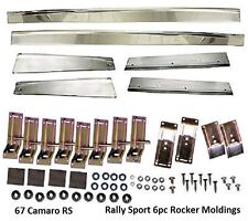 Camaro 67 RS 6 pc Rally Sport Rocker Molding Set 1967 with clips kit picture