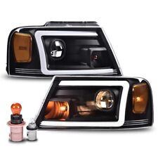 Fit For 04-08 Ford F-150/Mark LT LED DRL Projector Headlights Headlamps Black picture