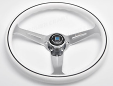 White Nardi style Steering Wheel chrome or black spokes and nardi horn button picture