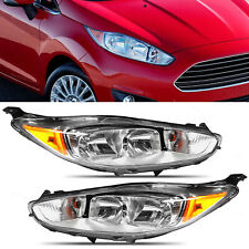 Fits 2014-2019 Ford Fiesta Chrome Headlight Headlamp Replacement Pair LH+RH picture