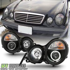 Black 1996-1999 Mercedes Benz W210 E300 E320 E430 LED Halo Projector Headlights picture