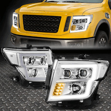 FOR 16-24 TITAN XD CHROME HOUSING CLEAR CORNER LED DRL DUAL PROJECTOR HEADLIGHTS picture