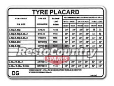 Holden Torana Tyre Placard Decal LX 