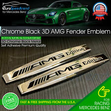AMG Edition Chrome Emblem Metal Side Fender Skirts 3D Badge for Mercedes Benz 2X picture
