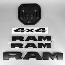 For 2019-2022 Door Nameplate RAM + 4X4 + Front+Rear Emblem Matte Black 5PCS Kit picture
