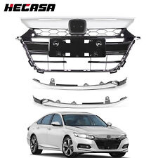 For Honda Accord 2018 2019 Front Bumper Grille Black W/Chrome+Headlight Molding picture