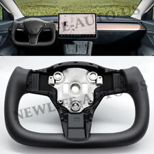 NEW Black Nappa For Tesla Model 3/Y 2017-2023 Yoke Steering Wheel w/o Heating US picture