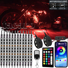 14X Motorcycle LED Light Kit Strips Multi-Color Accent UnderGlow Neon Wheel Pod picture