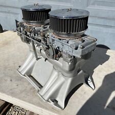 RB Mopar 440 Weiand Tunnel Ram Intake w/ Holley Center Squirter 660CFM Carbs 2x4 picture