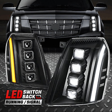 [Switchback LED DRL] For 07-14 Escalade ESV EXT Quad Projector Headlights Black picture