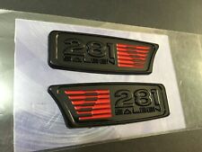 S281 EMBLEMS PAIR OF SALEEN 281 BADGE NEW NEVER INSTALLED GLOSS BLACK / RED picture