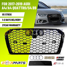 Grille Black W/ Quattro For 2017-2018 Audi A4/S4 B9 RS4 Style Honeycomb Mesh Hex picture