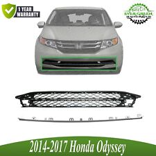 Front Bumper Mesh Grille + Center Chrome Molding For 2014-2017 Honda Odyssey picture
