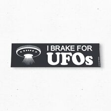 I BRAKE FOR UFOS Bumper Sticker - Funny Vintage Style - Vinyl Decal 80s 90s picture