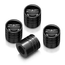 Ford Thunderbird in Black on Black Aluminum Cylinder-Style Tire Valve Stem Caps picture