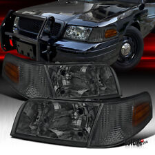 Fit Ford 1998-2011 Crown Victoria Crystal Smoke Headlights+Tinted Corner Lamps picture
