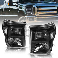 For 11-16 Ford F250 F350 F450 F550 Super Duty SD Black Headlights Lamps Pair picture