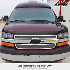 Fits 2003-2020 Chevy Express Van Main Upper Stainless Chrome Mesh Grille Insert picture