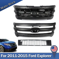 3Pcs For 2011-2015 Ford Explorer Front Upper Black Grille&Lower Grille Assembly picture