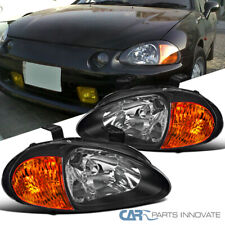 Fits 93-97 Honda Civic del Sol Black Headlights Head Lights Lamps Left+Right picture