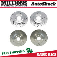 Front & Rear Drilled Slotted Brake Rotors Silver Set of 4 for BMW 535xi 528i picture
