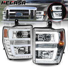 For Ford F-250 F-350 F-450 F-550 2008-2010 Projector Headlights w/LED Bar Pair picture