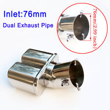 Dual Outlet Universal Car Exhaust Pipe Tail Tip Rear Muffler Throat 76mm 3 Inch picture