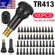 100Pcs Tire VALVE STEMS TR 413 Snap-In Car Auto Short Rubber Tubeless Tyre Black picture