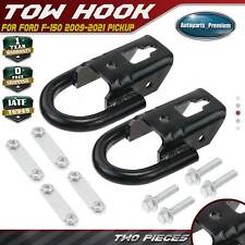 Front Pair (2) Black Tow Hooks w/ Hardware for Ford F-150 2009-2021 Cab Pickup picture