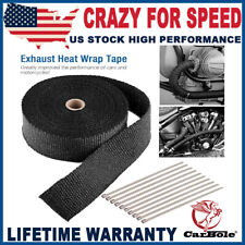 Black For Motorcycle Exhaust Header Wrap 50FT Roll Heat Wrap 10 Cable Zip Ties picture