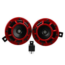 Pack of 2 RED 12V Compact Electric Loud Blast Air Horn for JDM Car ,BMW ,AUDI picture