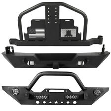 FRONT BUMPER + REAR BUMPER For 07-18 Jeep Wrangler JK Tire Carrier W/O Oil Drums picture