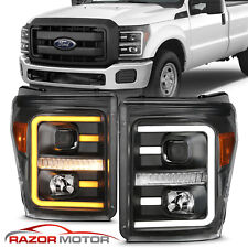 Switchback | 11-16 Ford F250/F350/F450/F550 Black LED Bar Projector Headlights picture
