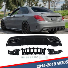 Rear Diffuser + Exhaust Tips For Mercedes Benz W205 C300 C350 AMG-Line 2014-2019 picture