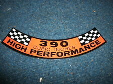 1961 1962 1963 FORD THUNDERBIRD 390 HIGH PERFORMANCE AIR CLEANER TOP LID DECAL picture