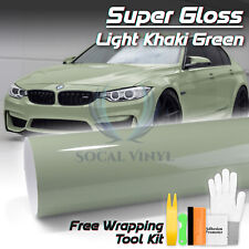 High Gloss Light Khaki Green Car Vinyl Wrap Sticker Decal Sheet Film Air Release picture
