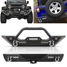 Front Bumper W/ D-Rings & Led Lights Winch Plate For 87-06 Jeep Wrangler TJ YJ picture