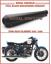 Royal Enfield Full Black Megaphone Exhaust for Old Classic 350/500 - Exp Ship picture