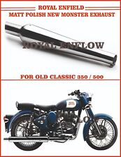 Royal Enfield Matt Polish New Monster Exhaust for Old Classic 350/500 - Exp Ship picture
