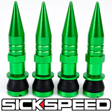 4 GREEN ALUMINUM VALVE STEM CAPS WITH SPIKES FOR TIRE/WHEEL/RIM/CAR/TRUCK/SUV B picture