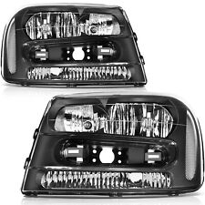 For 2002-2009 Chevrolet Trailblaze Black Housing Front Headlights Assembly Pair picture