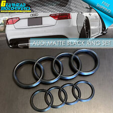 Audi Matte Black Rings Front & Rear Grill Trunk Emblem Logo A3 A4 A5 S4 S5 A6 S6 picture