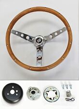 1964-66 Buick Skylark Gran Sport Riviera Wood Steering Wheel Chrome Spokes 15