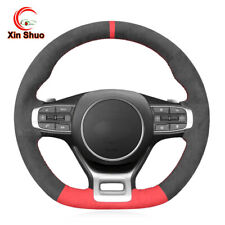 Red Alcantara Dark Gray Car Steering Wheel Cover for Kia Sportage 5 GT-Line K5 picture