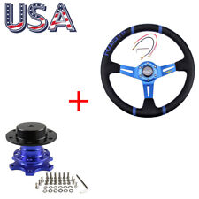 14“Deep Dish Drifting Sport Off Road STEERING WHEEL & HORN QUICK RELESE KIT US picture