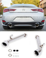 Double Wall Dual Tips Exhaust For 17-Up Infiniti Q60 Muffler Delete Axle Back 4