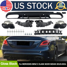C63 STYLE REAR DIFFUSER+EXHAUST TIPS FOR MERCEDES W205 SEDAN C450 C43 SPORT 15+ picture